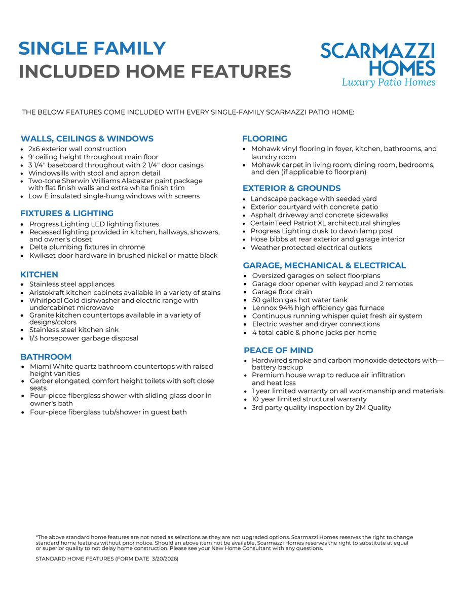 Single Family Standard Home Features by Scarmazzi Homes - Flipsnack