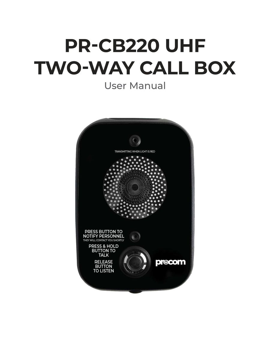 PR-CB220 Two Way Call Box User Manual by... - Flipsnack