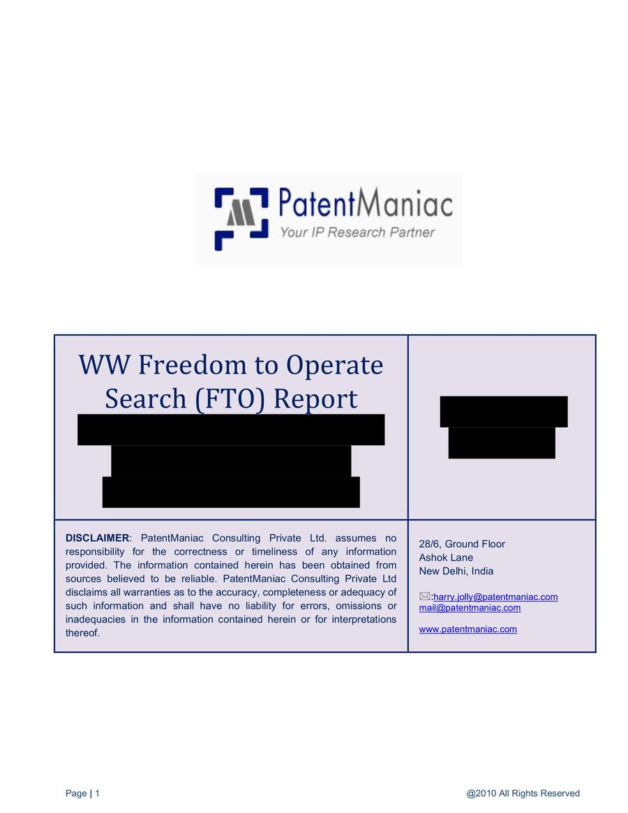 FTO Search Analysis Report by Jaswant Singh - Flipsnack