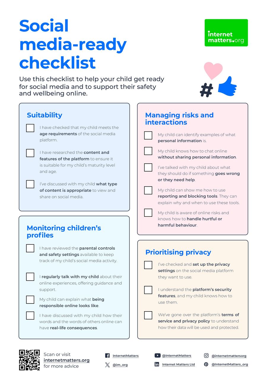 Social media safety checklist | Internet Matters by Internet Matters ...