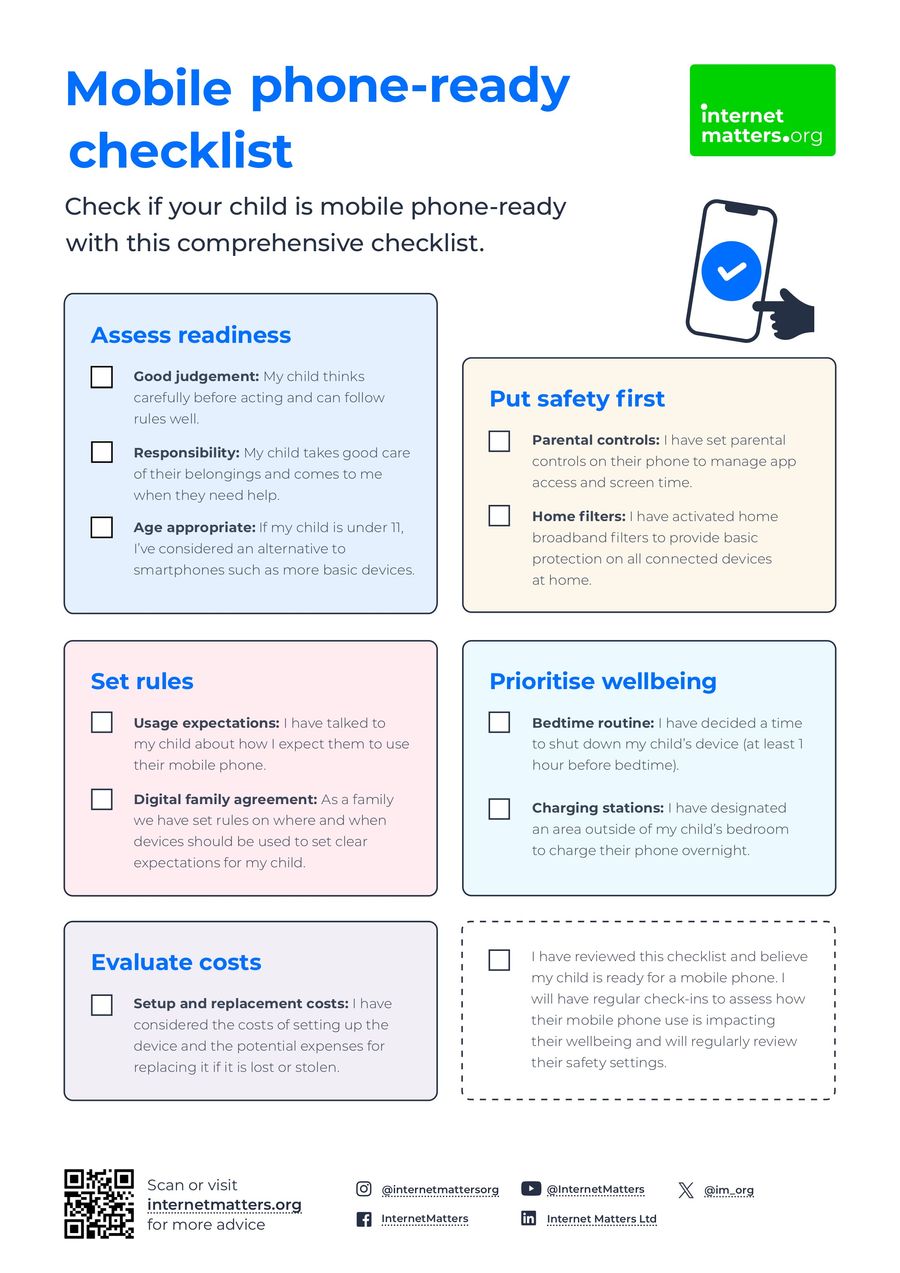 Mobile phone safety checklist for parents | Internet Matters by ...