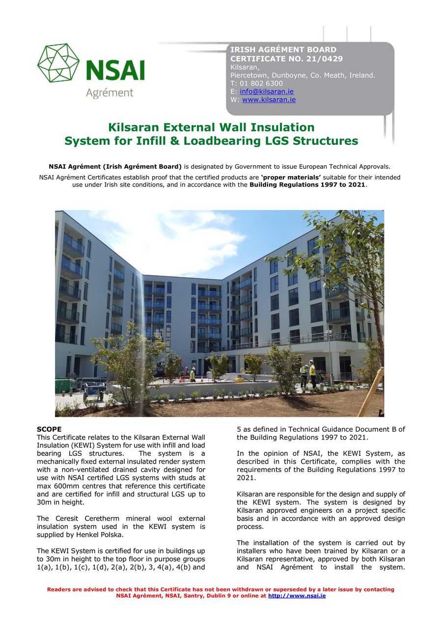 Kilsaran External Wall Insulation System NSAI Agrément 2026 by Laura ...