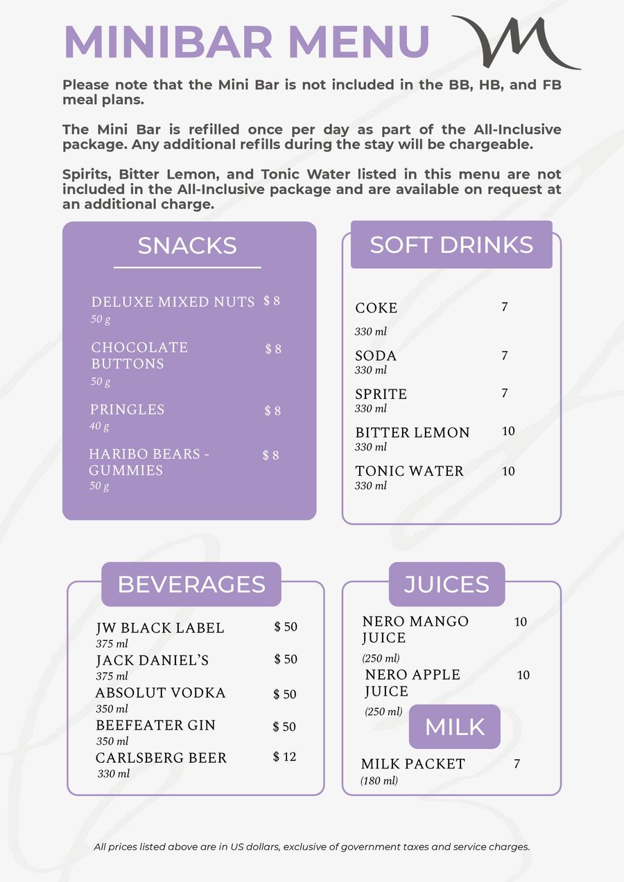 MiniBar Menu by Pullman... - Flipsnack