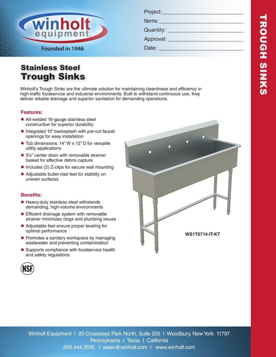 Winholt Equipment - Stainless Steel Trough Sinks by Rose Frierson ...