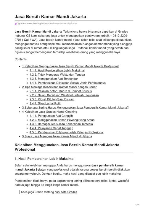 Jasa Bersih Kamar Mandi Jakarta