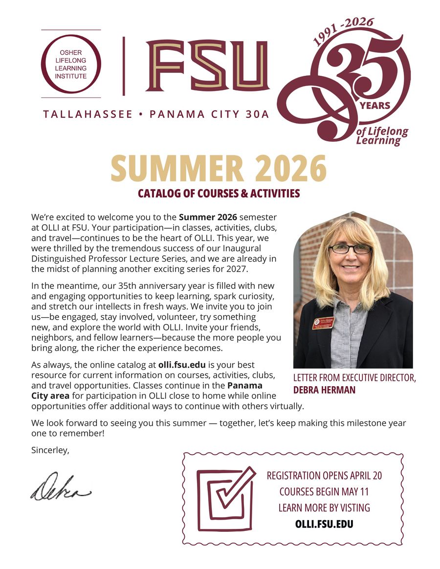 OLLI at FSU - Summer 2026 Catalog by OLLI at FSU - Flipsnack