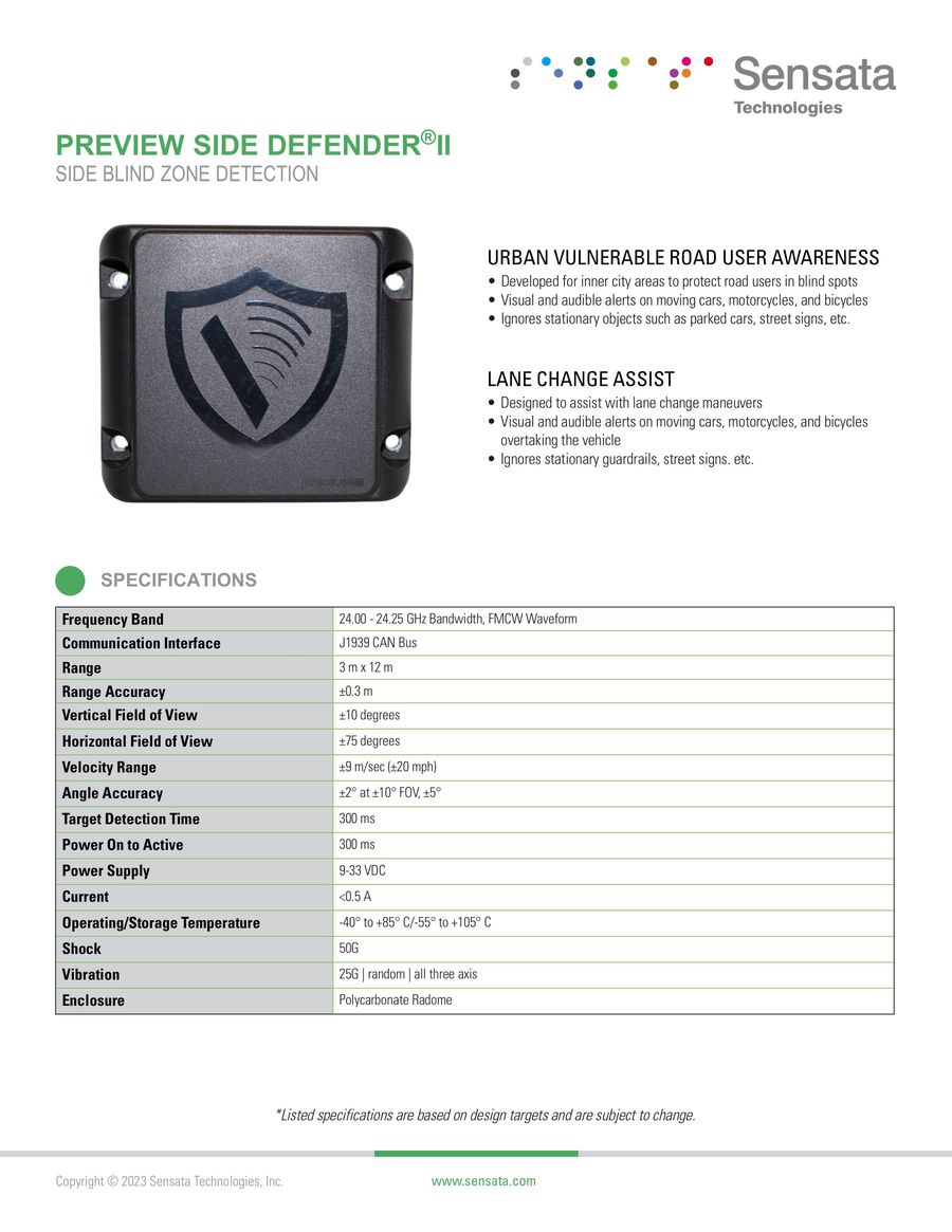 PreView Side DefenderII Data Sheet by Sensata Technologies - Flipsnack