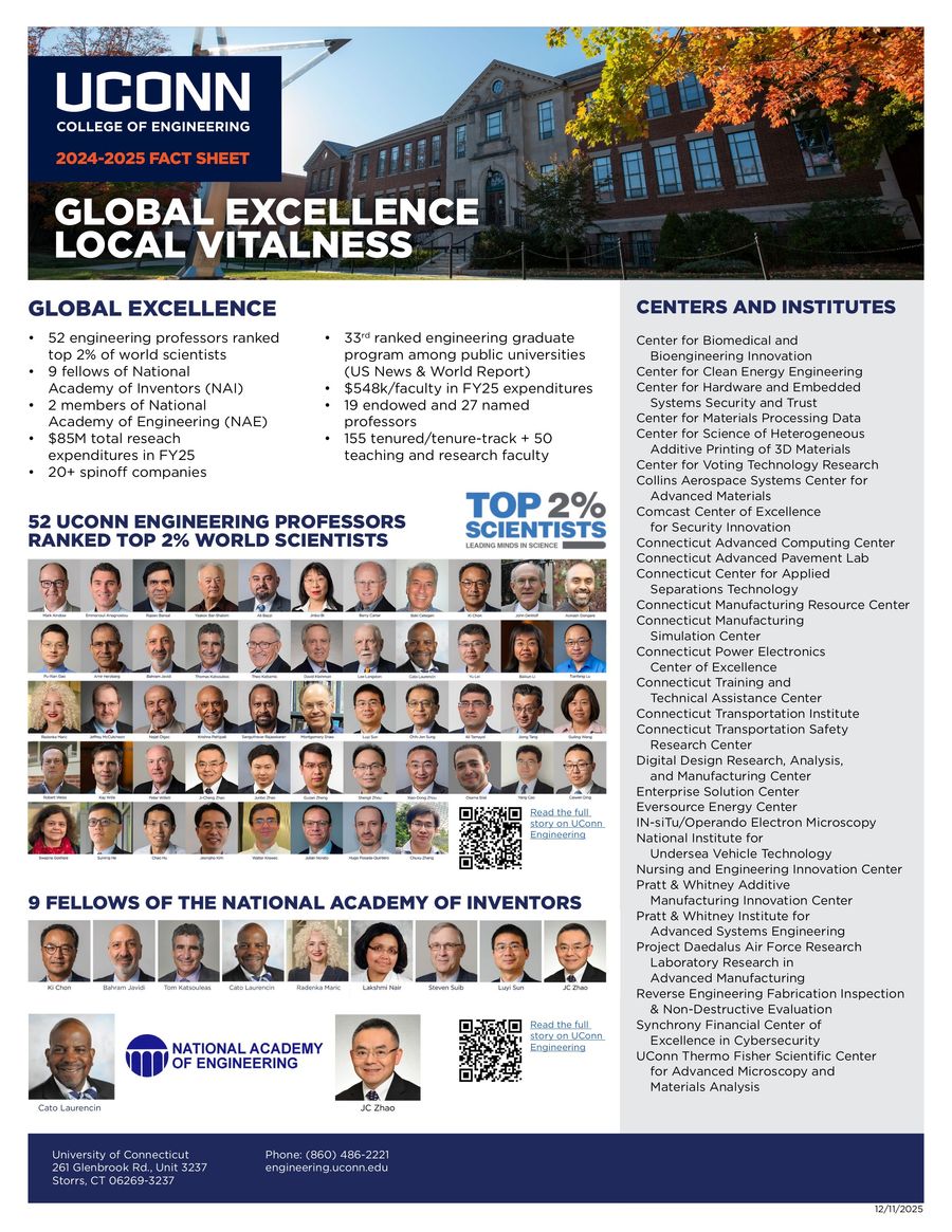 UConn College of Engineering 2024-2025 Fact Sheet by Chris LaRosa ...