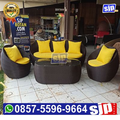 Sofa Gentong Rotan Sintetis Ruang Tamu Minimalis Elegen [ 31