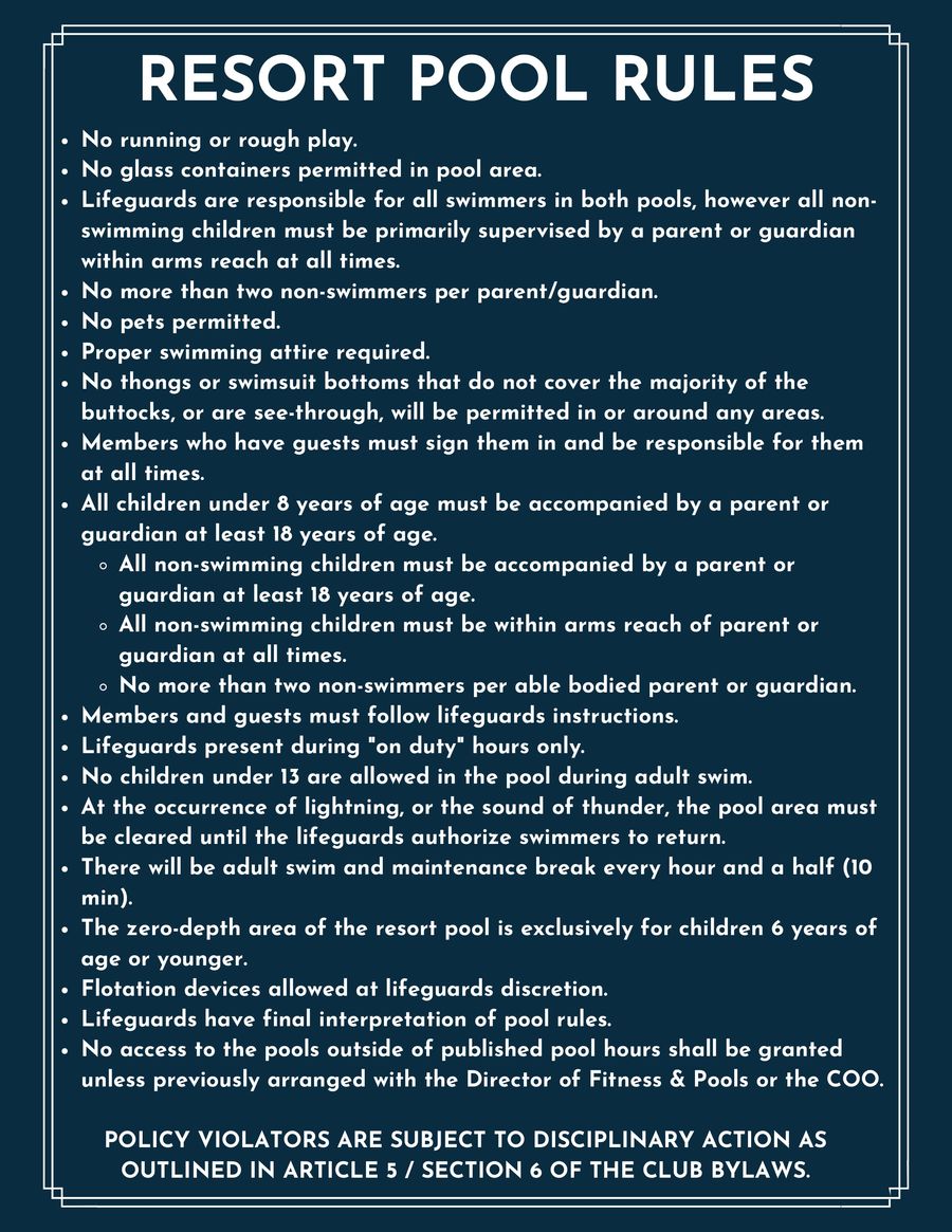 Resort & Lap Pool Rules by Houston Racquet Club - Flipsnack