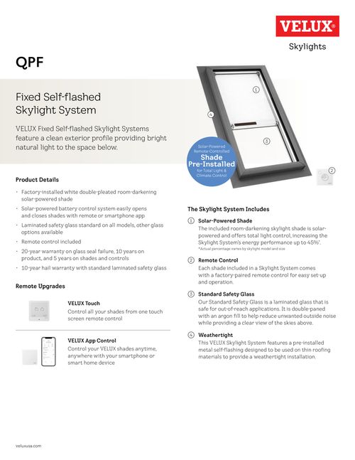 Fixed Self-flashed Skylight System - QPF