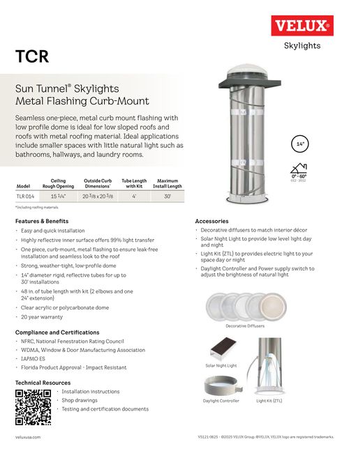 TCR Sun Tunnel Sales Sheet