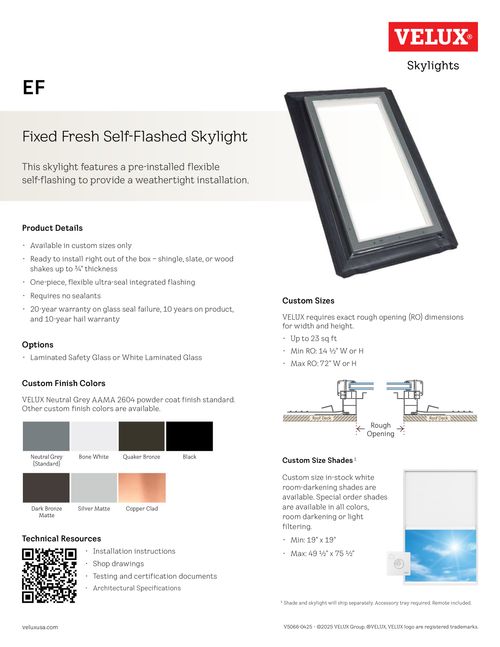 Self-Flashed Fixed Skylight - EF