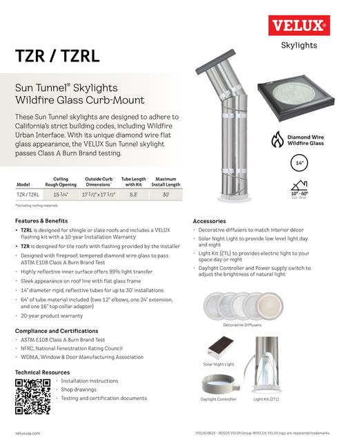TZR-TZRL Sun Tunnel Sales Sheet