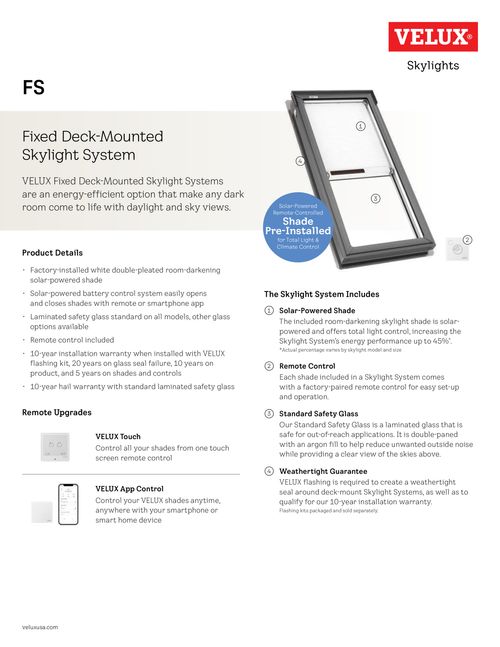 Fixed Deck-Mounted Skylight System - FS