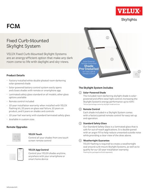 Fixed Curb-Mounted Skylight System - FCM