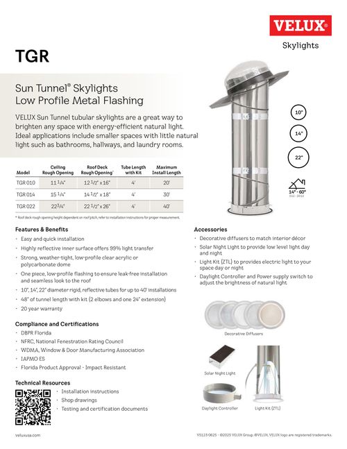 TGR Sun Tunnel Sales Sheet