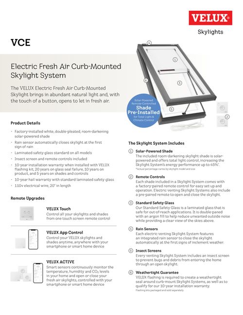 Electric Fresh Air Curb-Mounted Skylight System - VCE