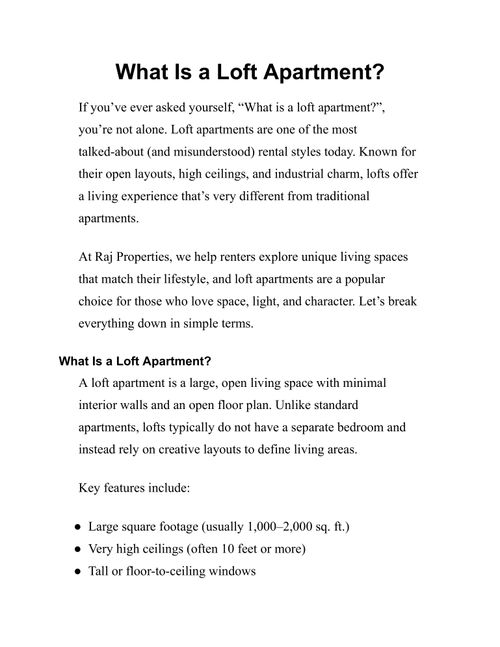 What Is a Loft Apartment