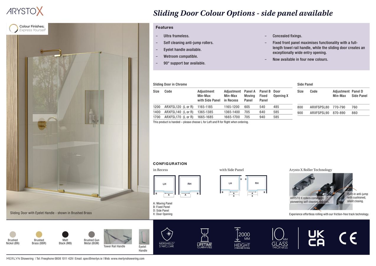 Arysto X Data Sheets Sliding Door Colour Options by MERLYN Marketing ...