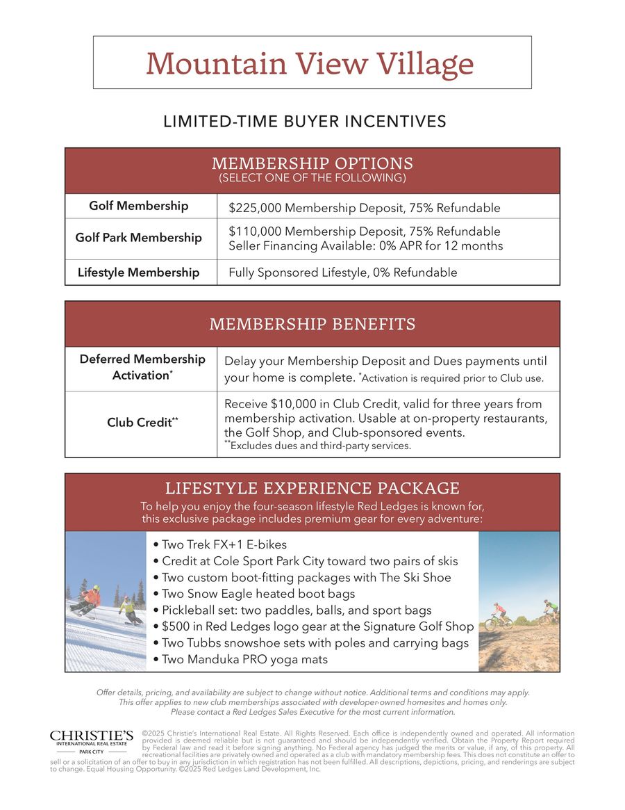 Mountain View Village Incentive Package by Red Ledges - Flipsnack