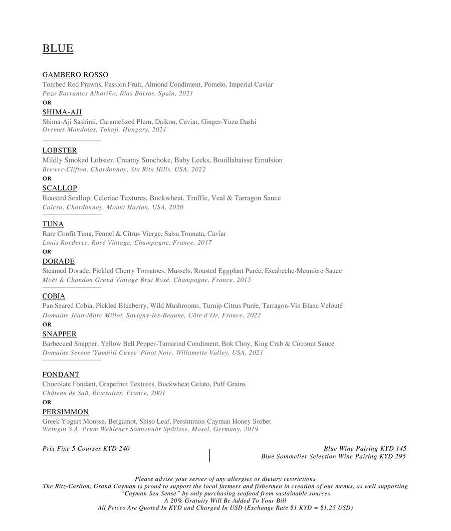 Blue by Eric Ripert Tasting Menus 2026 by The... - Flipsnack