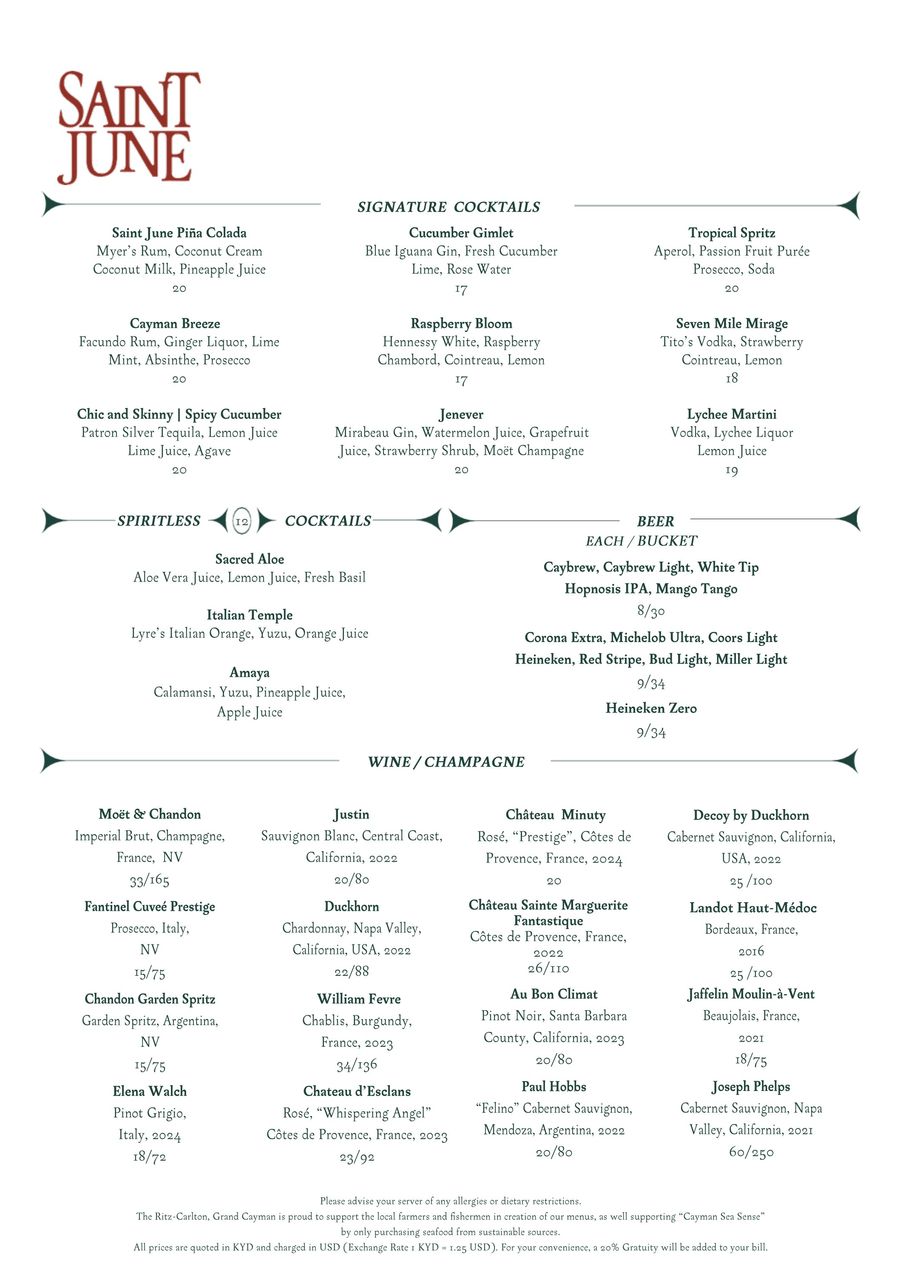 The Ritz-Carlton, Grand Cayman Saint June Menus by The... - Flipsnack