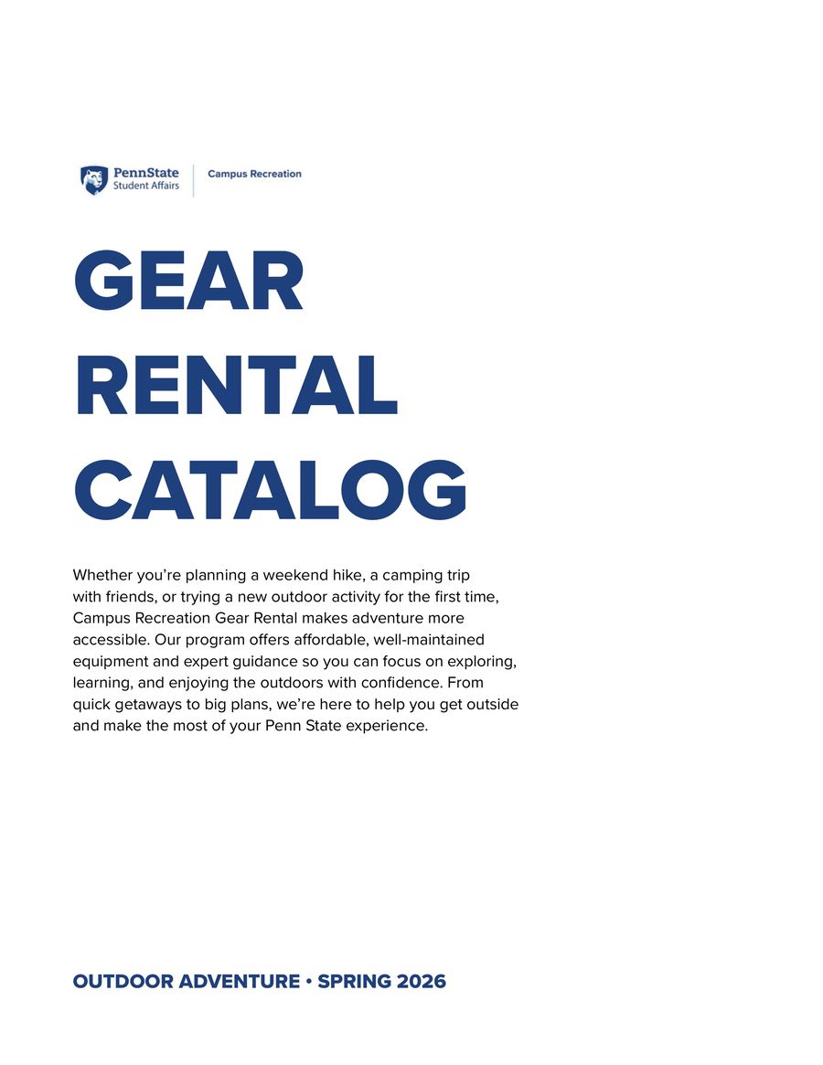 Campus Recreation Outdoor Adventure Catalog, Spring 2026 by Penn State ...