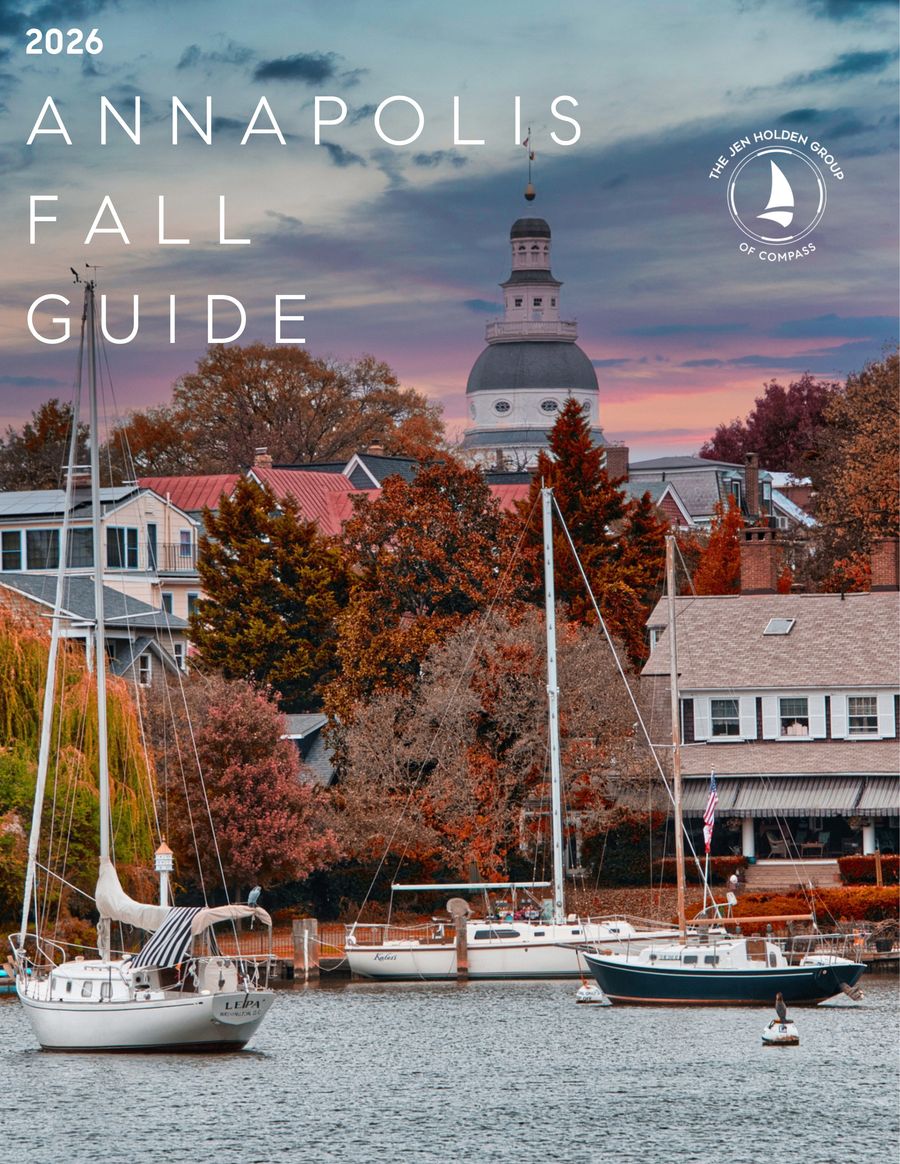 2026 Annapolis Fall Guide cover, with sailboats, autumn trees, and the Maryland State House