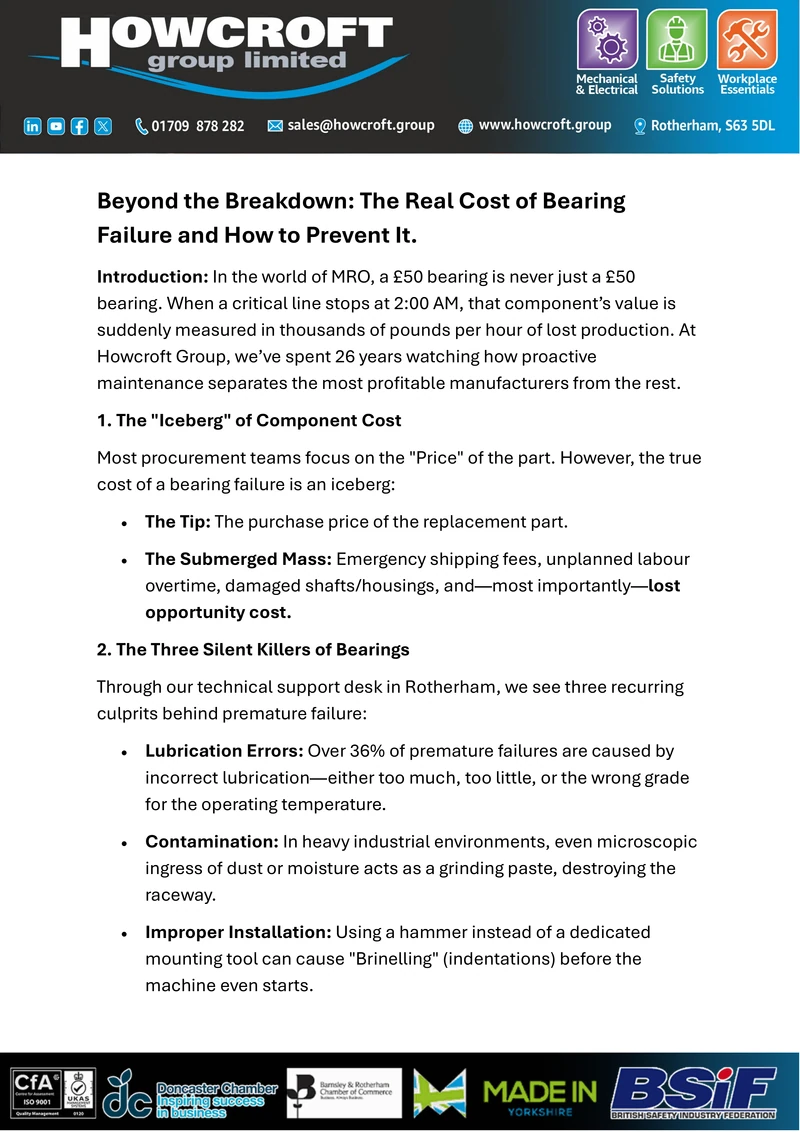 Beyond the Breakdown: The Real Cost of Bearing Failure