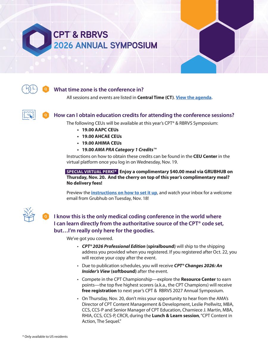 CPT & RBRVS 2026 Annual Symposium Quick Event Fact Sheet by American ...