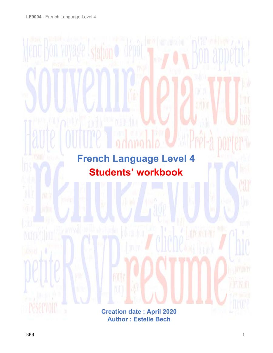 LF5004 Coursiel - French Language level 4 Course notes by NTU